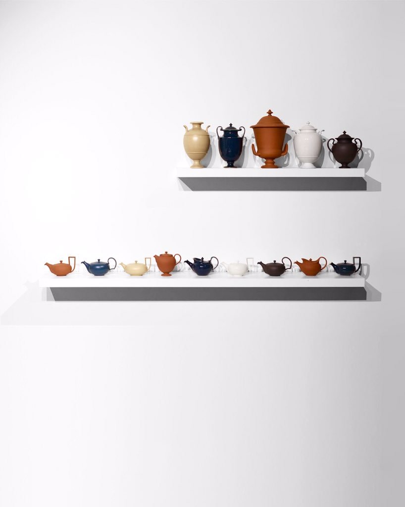 MatthewWarner_'s tweet photo. This is the far wall of my exhibition Social Objects. The display of my garniture and a selection of teapots is even more striking than I had envisaged. It makes for a beautiful vista across CAA when you enter the gallery. @caagallery #CAASocialObjects https://t.co/4pRUbgMBdw