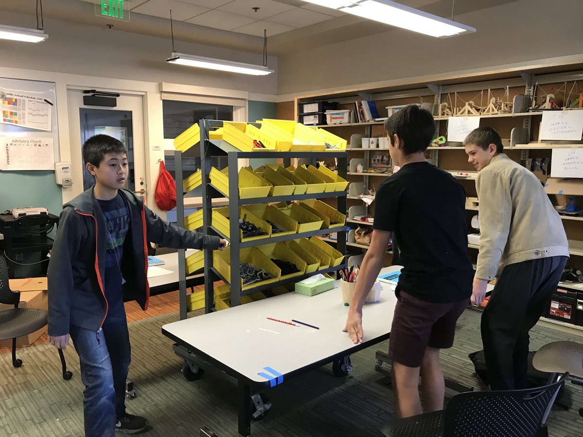 johnyen's tweet image. I asked my Inventors’ block students to configure the studio in a way that would support their work. They incorporated indoor, outdoor spaces, collaborative table work, collaborative conversation, and independent work spaces. Amazing when you get out of the way. #polysolves