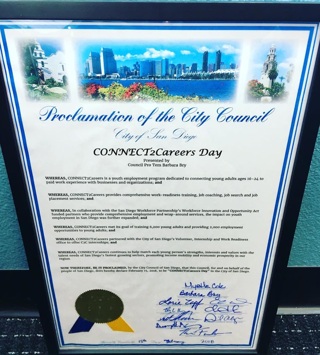 C2CSD's tweet photo. What an honor for us, thank you to Councilmember Barbara Bry (@barbarabryd1) & @CityofSanDiego! Your #advocacy for our work allows us to serve thousands of #YoungAdults each year.
#CONNECT2CareersDay #C2CDay #February15 #wkdev #workforce #C2CSD #grateful
https://t.co/brioFj2DtE https://t.co/R9PsITOkX7