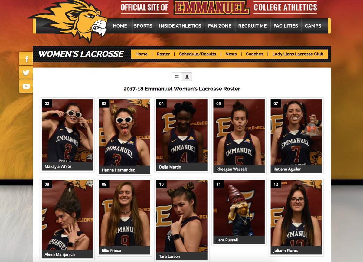 Looks like <a href="/UAlbanyMLax/">UAlbany Lacrosse</a> might have some competition for best headshots of 2018. Here's what the women's team from DII Emmanuel College brings to the competition.

(<a href="/ConfCarolinas/">Conference Carolinas</a>)
