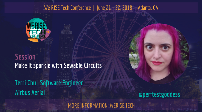 RefactrTech's tweet photo. SPEAKER ANNOUNCEMENT: Learn how to design with sewable circuits with @perftestgoddess. 👗 Get your super early bird ticket for only $125! https://t.co/7sdTotKHh7 #werisetech #atlanta #tech #conference #sewablecircuits #wearableart https://t.co/hs5RedTIHY