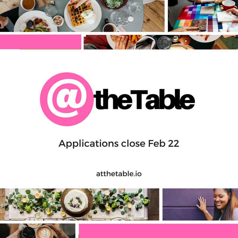 Know a great female founder in Boston? #AtTheTable apps close February 22! Pls tag someone you think should join us!! bit.ly/2ny25ow