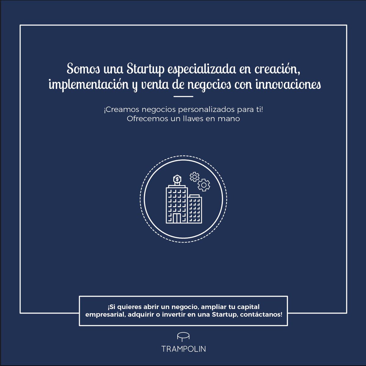 TrampolinBCN's tweet photo. ¡Creamos negocios personalizados para ti! Ya que somos expertos en creación, implementación y venta de #negocios con innovaciones. Si quieres abrir un negocio, ampliar tu capital empresarial, adquirir o invertir en una #Startup.¡Contáctanos y pega el salto con @TrampolinBCN!🙌 https://t.co/QZ1YcLlKzv