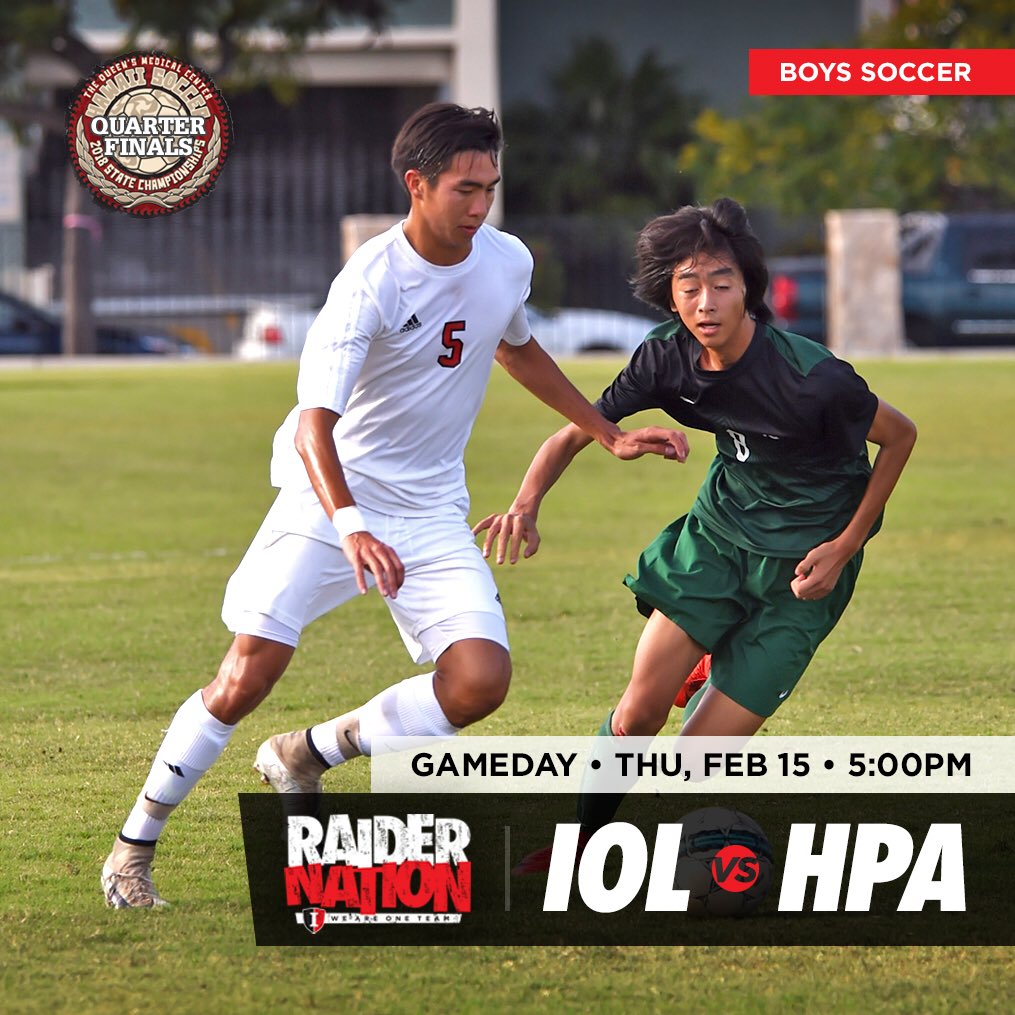 IoRaiderNation's tweet photo. GAME MOVED TO WAIPAHU HIGH SCHOOL!!! — State Quarters!!! Support the #iolaniboyssoccer team as they take on Hawaii Prep TODAY at 5:00pm. #roadtoblack #gogetit #weareoneteam https://t.co/7w8BJmoIvl