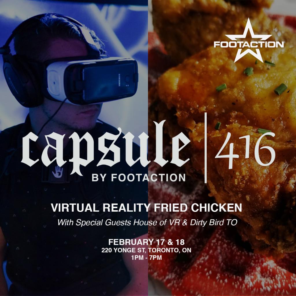 Virtual reality and fried chicken together at last. Join us in #Toronto at #Capsule416 with <a href="/_houseofvr/">House of VR</a> and <a href="/dirtybirdto/">The Dirty Bird</a> all weekend long. Hope to see you there!

📍220 Yonge St, Toronto, ON
📅Saturday, February 17th - Sunday, February 18th
⌚️1PM - 7PM EST