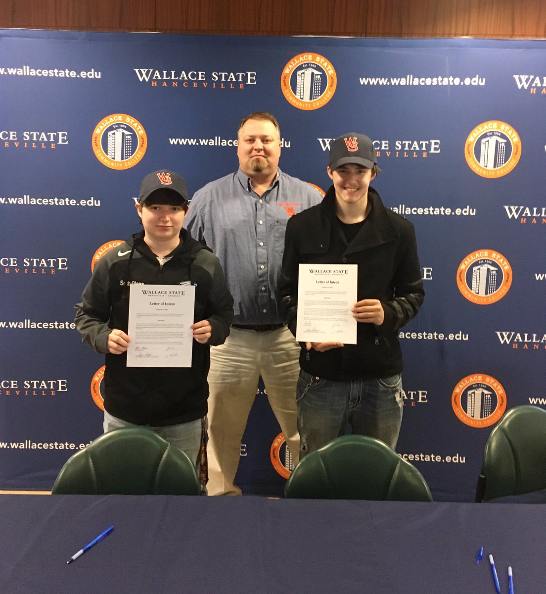 SCSCTEC's tweet photo. Congratulations to Chris Carden and Seth Glass for signing their National Career Tech Letters of Intent for scholarship to Wallace State Community College. We are so proud of the hard work and dedication they do in Mr. Hill's Robotics program. @wallacestate @CaleraHigh https://t.co/5Mm10gIk42