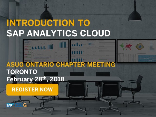 MariamHatai's tweet photo. Join us Feb. 28 for the ASUG Ontario Chapter, featuring an SAP cloud analytics workshop that will make you an expert in transforming data into insightful sources of information https://t.co/spSFc6MSBg https://t.co/DiGpmZv5OS