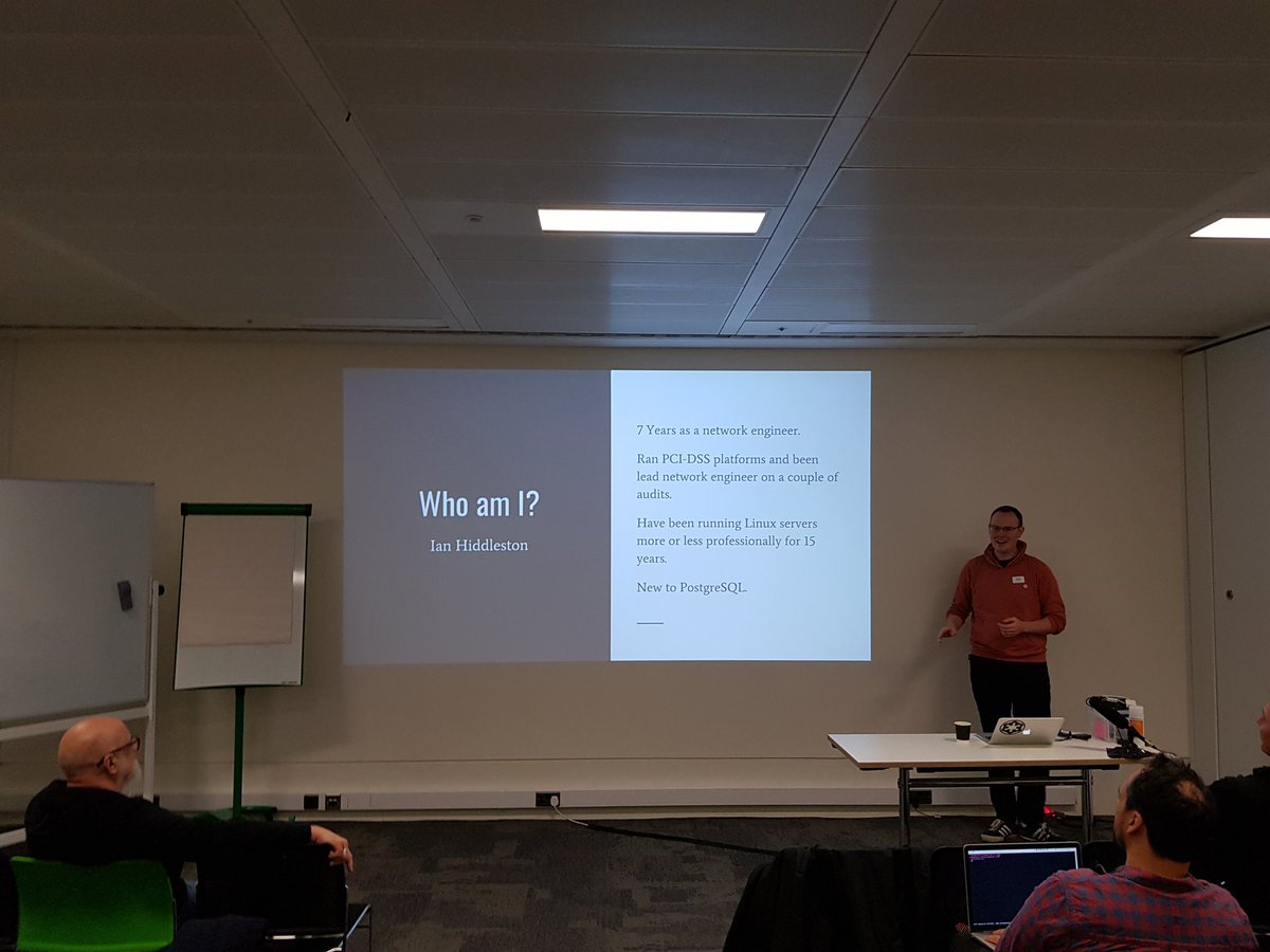 PostgresLondon's tweet image. Now @ianhiddleston is talking about migrating a running #PostgreSQL environment to #AWS ! #London #Meetup
