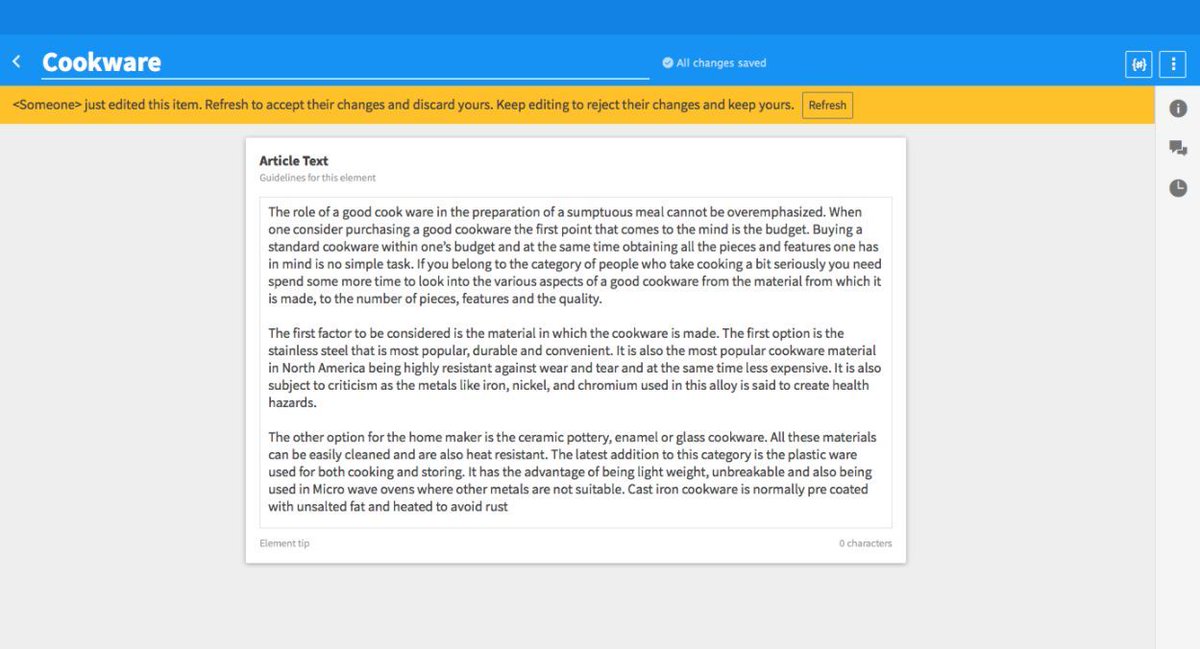 OndrejSirocka's tweet photo. Psst, wanna know some secret news about @kenticocloud? Soon, we will introduce simultaneous editing notifications. Get notified when another user starts working on the same content to prevent losing any changes. Yep, we love collaboration and take it very seriously! #Content #CMS https://t.co/RyquIsp2nr