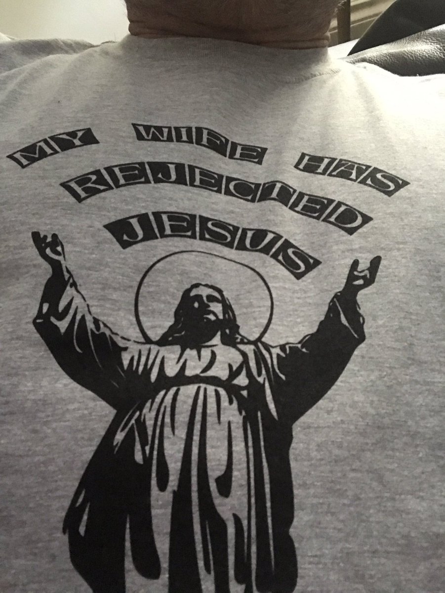 AthleticoMince's tweet photo. New "My Wife Has Rejected Jesus" T Shirt just arrived #ChickenWrap https://t.co/5NfC8moymK