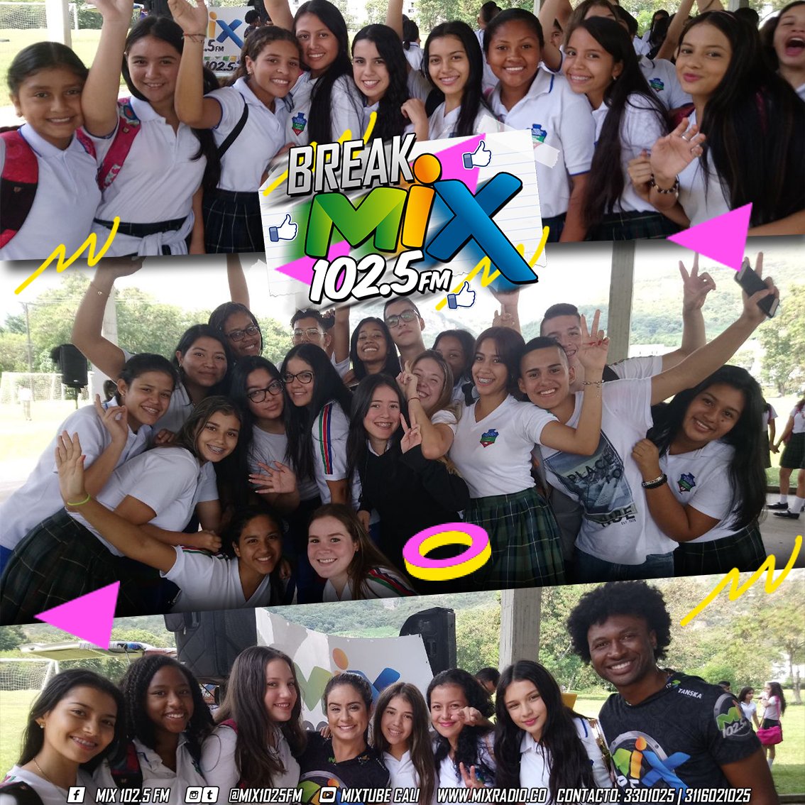 mix1015fmcali's tweet photo. Seguimos de #BreakMix con los colegios mas parchados de Cali en #ModoMix, invítanos a el tuyo ¡Escríbenos a nuestras redes sociales! https://t.co/uabZTdjSjK