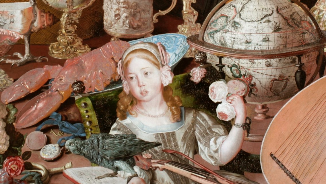 AntiquesMag's tweet photo. #antiqueoftheday The Paston Treasure, likely painted in the 1660s. This fascinating painting is subject of a new show @yalebritishart, which includes objects portrayed in the still life, and explores the picture's history in the context of 17th century collecting. https://t.co/D7ZP1qWZIG