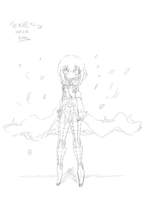 うちの子『ヘルミーネ』ちゃんのラフです #オリジナル #オリキャラ #創作  #創作キャラ #うちの子 #ラフ #義手 #義足 #軍服 #ラフ画 #メカ #メカ娘  