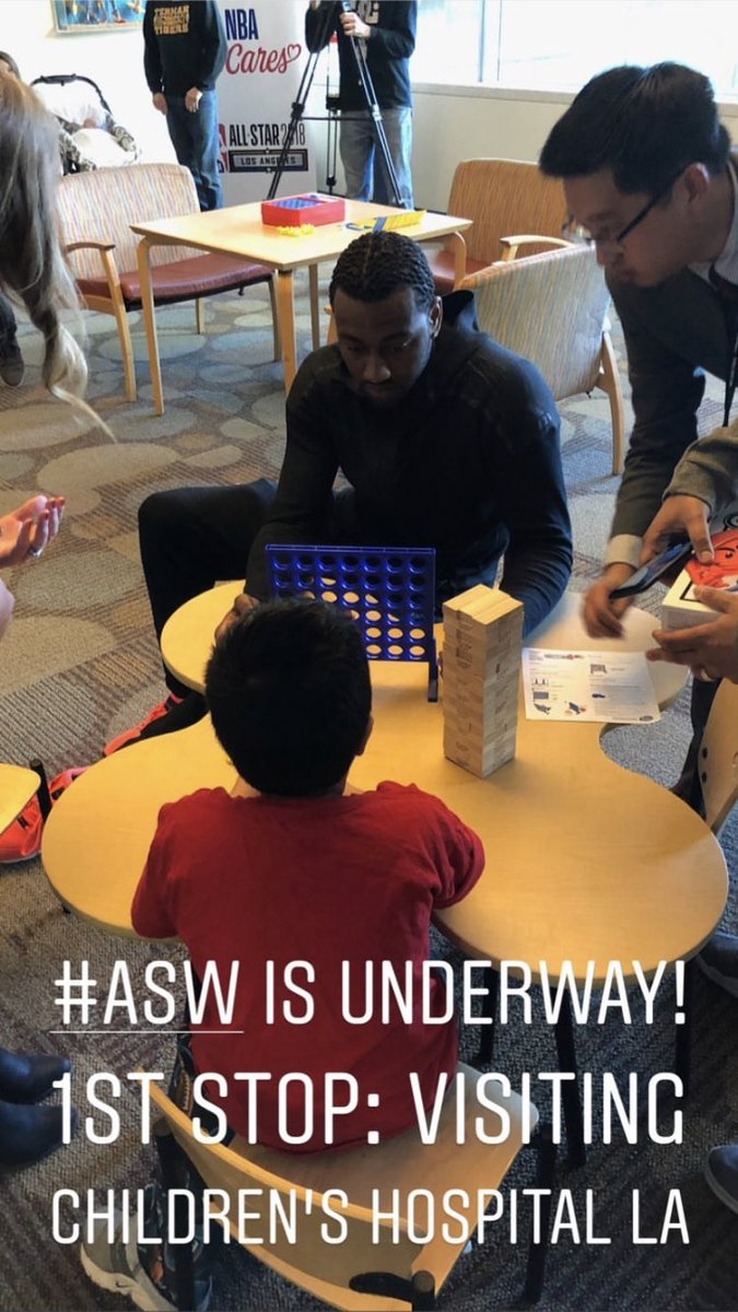 This is pretty cool - <a href="/JohnWall/">John Wall</a> is still in LA for all star weekend despite not playing due to his latest knee procedure but he posted this as his first stop of the weekend - visiting a children’s hospital. #Wizards #NBAAllStar