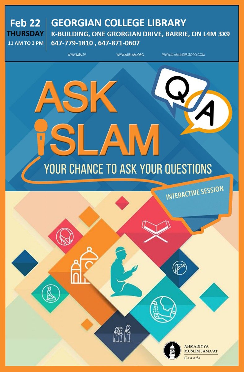 amjbarrie's tweet photo. #IslamUnderstood - What is Caliphate? https://t.co/bvP01qtYkO via @YouTube 

To ask your questions and learn more about Islam, come and visit us @GeorgianLibrary #AskIslam Event on Feb 22, from 11:00 am to 3:00 pm.

Open Invitation to all !!
#TrueIslam #Ahmadiyya #Islam #Innisfil https://t.co/JFSQ2IRR1T