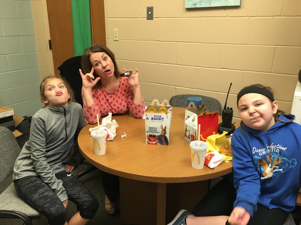 Enjoying some silly fun with a couple of friends who earned lunch with Me! Way to go, girls!