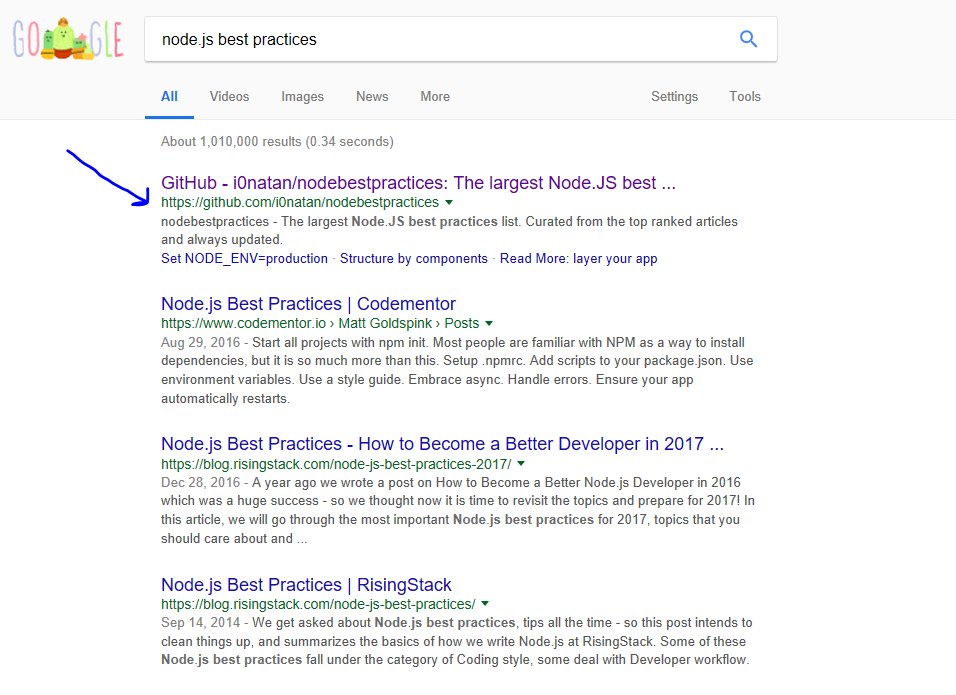 nodepractices's tweet image. We work hard to constantly improve and update our guide. Google seems to respect that as we're now ranked 1st #NodeJS #bestpractices #javascript