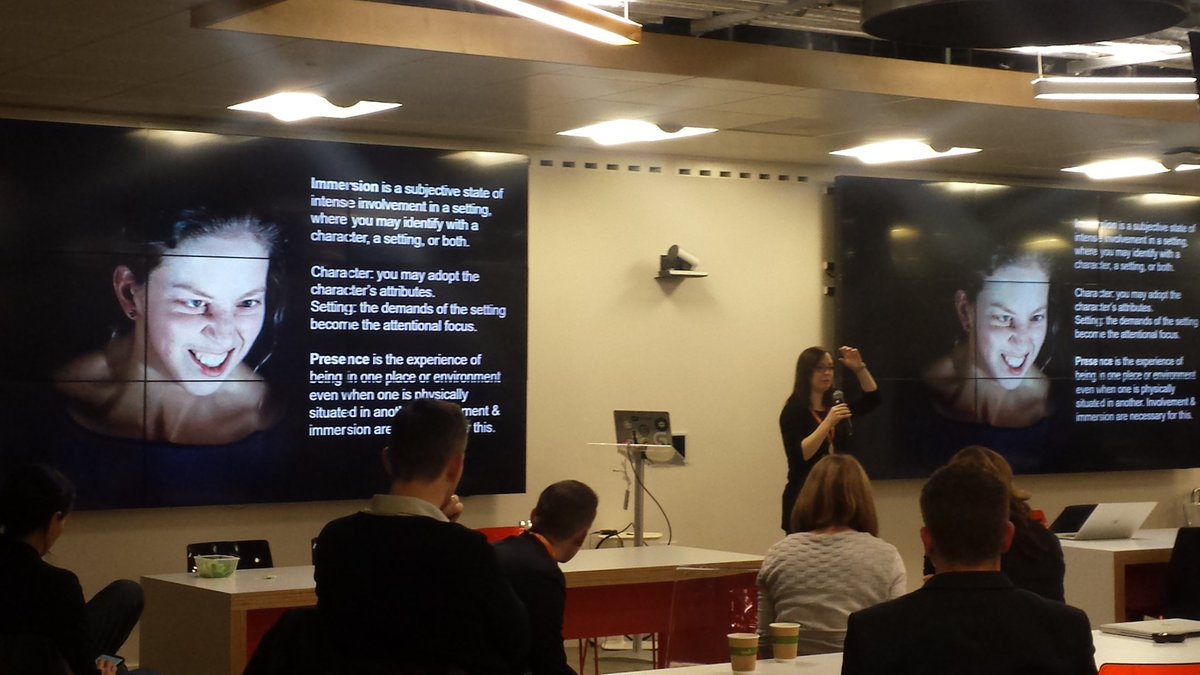 LouiseLucid's tweet photo. Great talk about immersion by @thenoirin at #3Dcamp this eve https://t.co/cTwzIsgrSa