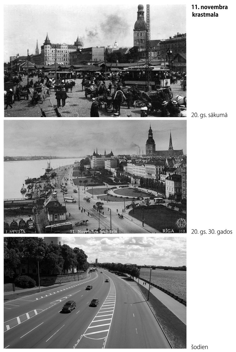 Rīgas galvenās publiskās ārtelpas regress no cilvēcīgas ūdensmalas līdz nehumānai šosejai. #autocentrisms