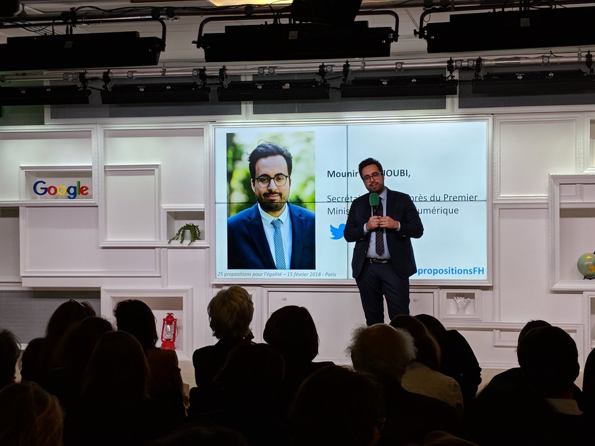GoogleEnFrance's tweet photo. "Pour booster les femmes dans le numérique on ne va pas faire une grande déclaration mais de nombreuses actions" @mounir chez #Google pour la présentation des #25propositionsFH pour faire avancer la place des femmes dans l'économie française https://t.co/D1pxxht96x