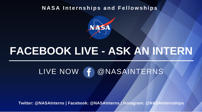 NASAInterns's tweet photo. RIGHT NOW: Join us live on Facebook https://t.co/FpBHjUD2L1 to learn how YOU can become a NASA intern! Ask us your questions right now, use #AskAnIntern! https://t.co/iXtfH4KaDC