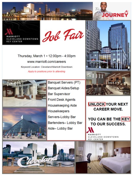 KeyMarriott's tweet image. Ready for your next career move? The Cleveland Downtown
Marriott at Key Center is looking for individuals to unlock their potential at
our remodeled space in 2018! Visit marriott.com/careers
keyword: Cleveland Marriott Downtown #marriottcareers