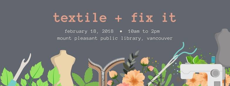 Monthly free textile fix-it event - Feb 18! Divert textiles from ending up in the landfill and bring repair skills back into fashion. facebook.com/events/5721223…  by <a href="/Frameworq/">Frameworq</a>  <a href="/VPL/">Vancouver Public Library</a>