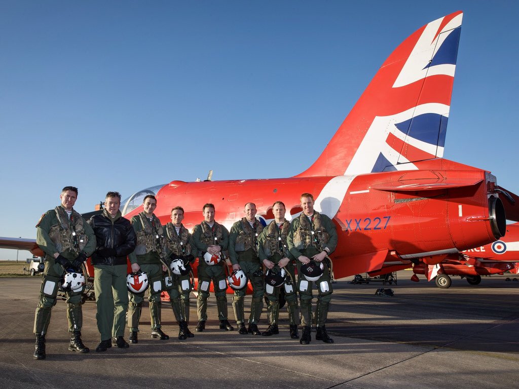 XX227,last remaining Red Arrows founder Hawk, with RAFAT since 1978,bows out of Reds Service tomorrow. 227 has a rather illustrious history.Honour to dispatch her for a well earned retirement! Pic by Cpl Ash Keates of <a href="/rafredarrows/">Red Arrows</a> photo section. #raf100 #redarrows #rafredarrows