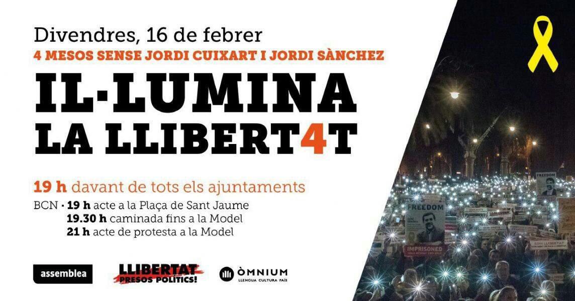 CDR_masquefa's tweet photo. Aquest divendres farà 4 mesos que els Jordis estan empresonats.  

⚠️ Si no podeu anar a la concentració de Barcelona, afegiu-vos a la concentració de protesta a #Masquefa

📅 16 de febrer
🕖 19h
📍 Davant de l'Ajuntament
 
VENIU!💪
#LlibertatPresosPolítics https://t.co/Sk3plRzXr1