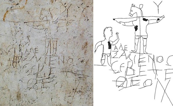 Although the Alexamenos graffito predates by about 100 years the most horrific repressions that took place at the start of the 4th Century, the drawing certainly has a cruel edge to it when you imagine that Alexamenos may have witnessed the horror of crucifixions himself.