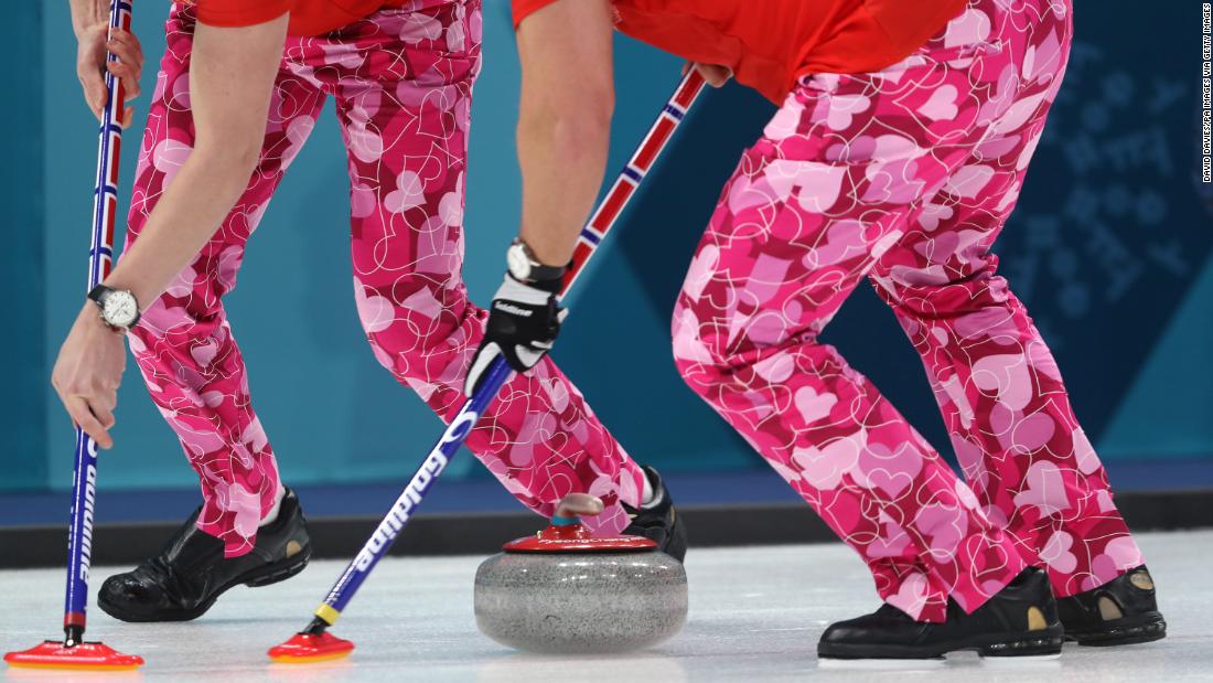 scifiscott's tweet photo. Just saw the Norwegian Curling Team's Valentine Pants. Awesome. #curling #throwthestone https://t.co/CCJSj3gOlT