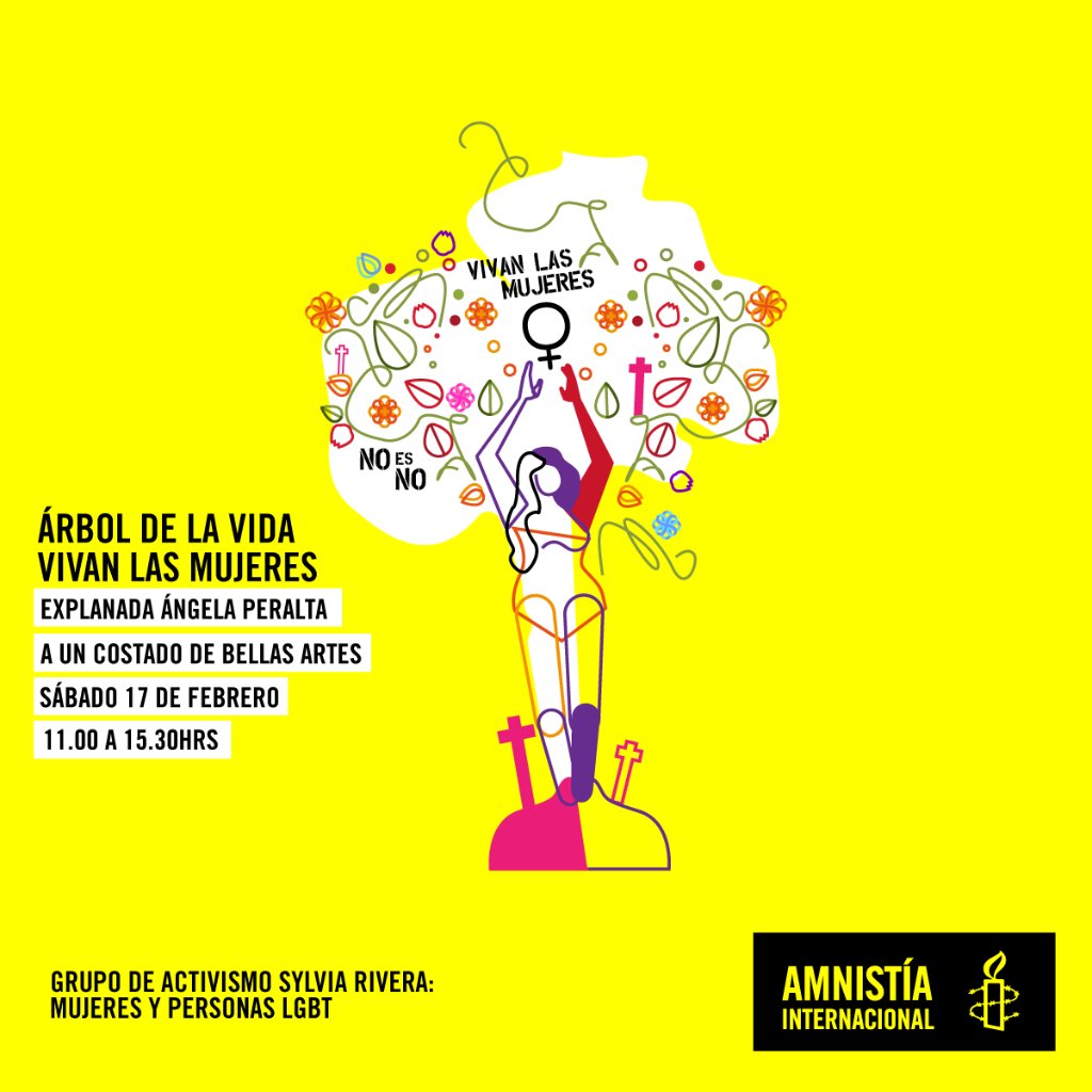 ¡Asiste!
Activación en la explanada Ángela Peralta, a un costado del Palacio de Bellas Artes. Sábado 17 de febrero, 11 a 15:30 horas. Queremos que #vivanlasmujeres