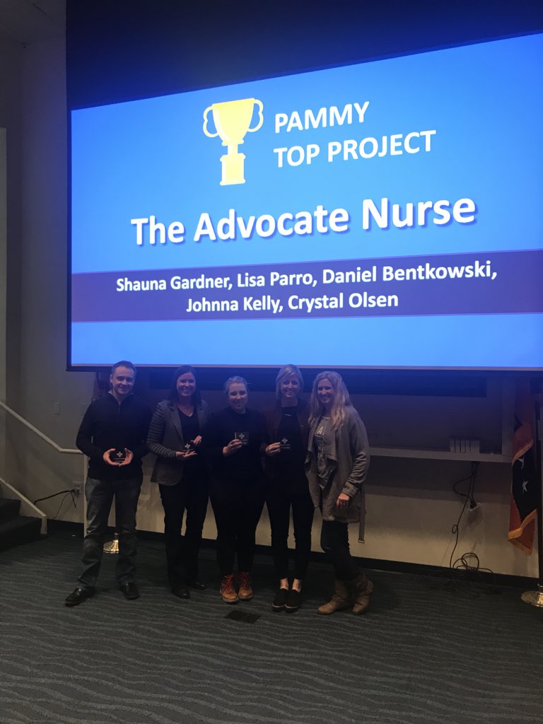 cpriester's tweet photo. Congrats to the stellar team who worked on the @advocatehealth Nurse project. Top Projects PAMMY honors to @lisaparro @johnna_kelly Shauna, Daniel and Crystal. 👏🏼 #PAMSummit https://t.co/rJQKBTQaBY