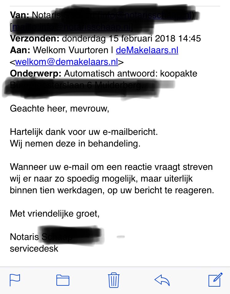 zsm, maar uiterlijk binnen 10 dagen :-) #service