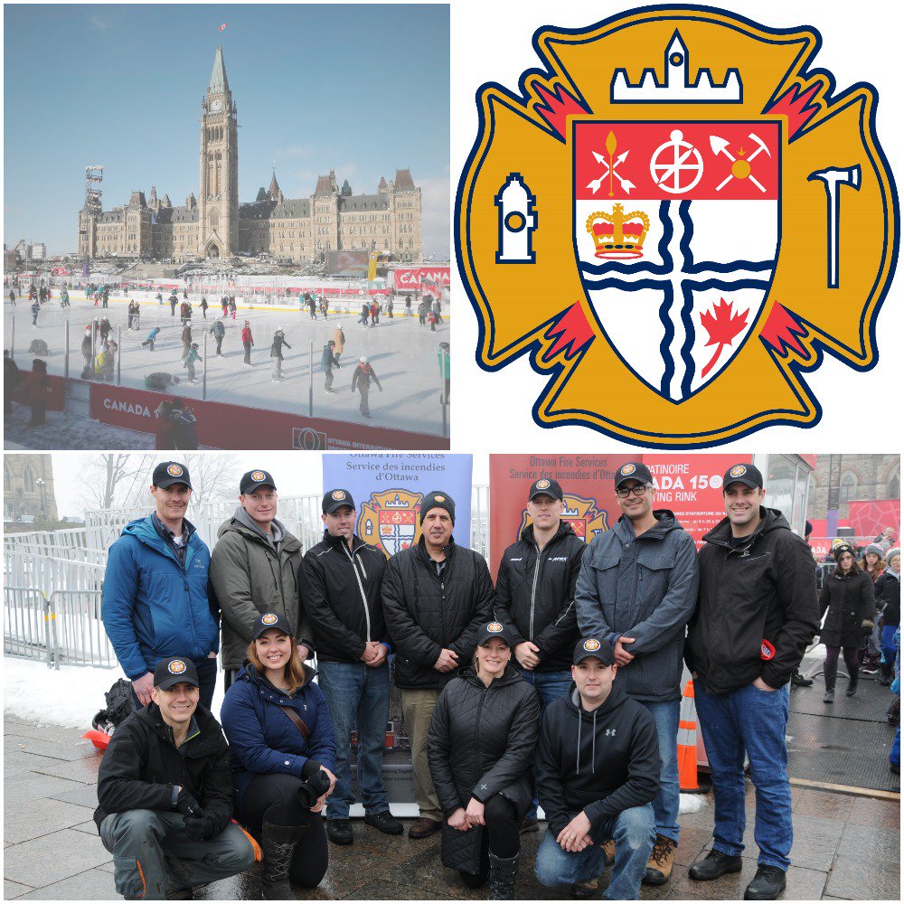 Staff fr #OttawaFire &amp; their families participated in 1st Family Day Skate w/ the Chief.  Also celebrated our flag as it was raised on Parliament Hill on this day in 1965. Beautiful weather, great ice conditions &amp; good company. Thank you <a href="/Canada150Rink/">Canada 150 Rink</a> staff for your hospitality!
