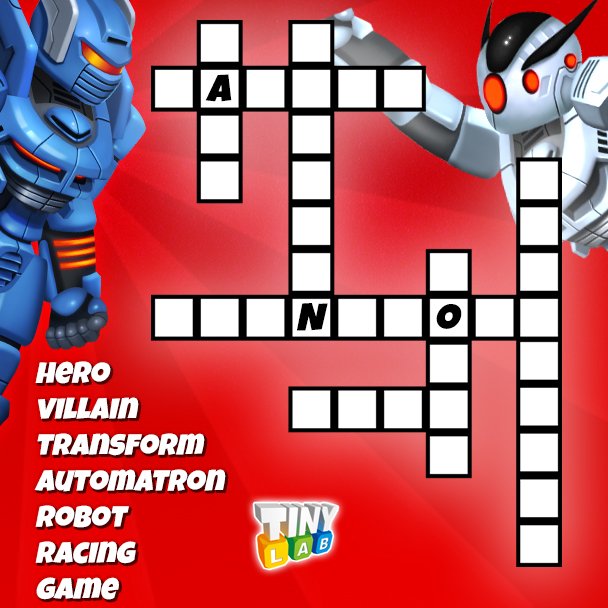 TinyLabProd's tweet image. Solve the crossword and share it to challenge your friends! Get &quot;Automatrons 2: Robot Car Transformation Race Game&quot; on Google Play Store: ow.ly/DzGb30i9U3x or Amazon: ow.ly/CkEH30ihkm6