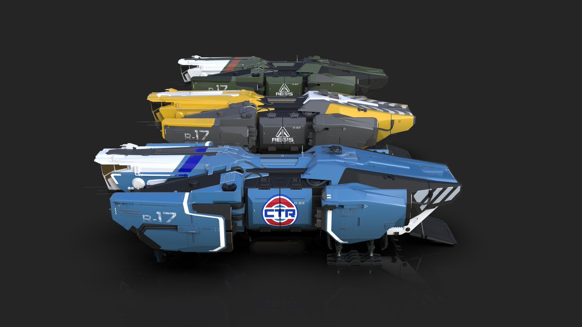 dataspikecast's tweet image. The new Aegis Vulcan color variations for early access skins... awesome to see more utility/support ships making their way into the pipeline! #starcitizen #aegis #vulcan