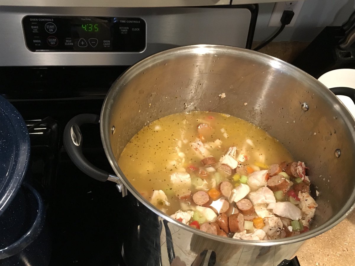 CoachTabacca's tweet photo. Awesome night with the guys!  #BeefBoys did some work on the jambalaya! #GoDeacs https://t.co/8pZnlstPng