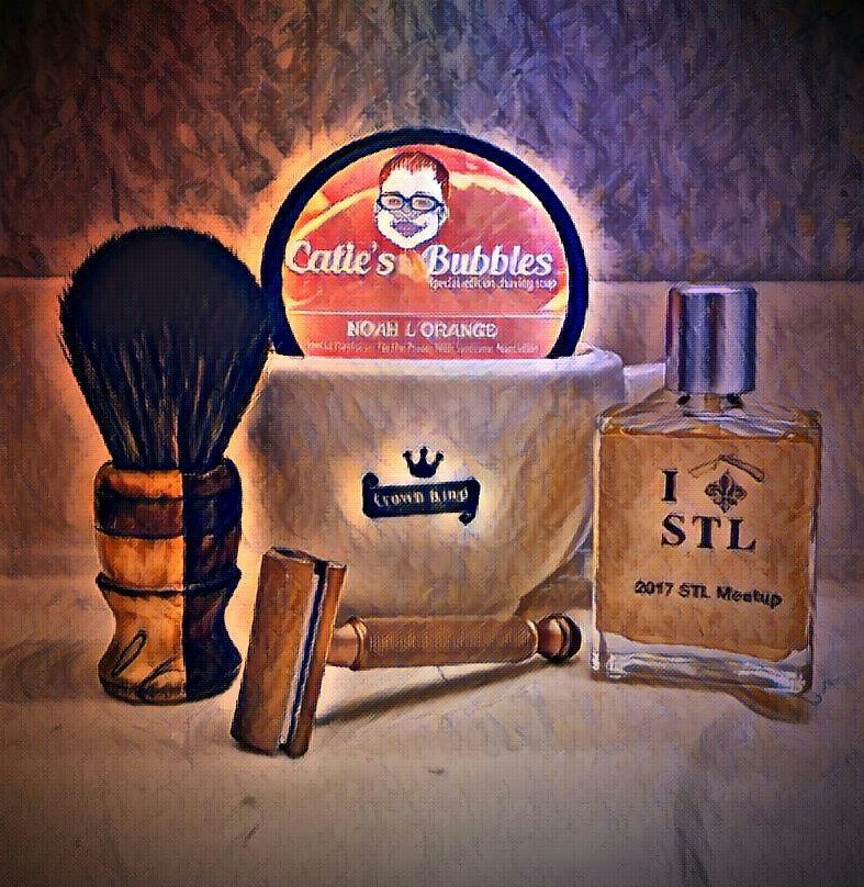 LettuceRemember's tweet photo. #CitrusWeek #SOTD with "Noah L'Orange" Shaving Soap by @CatiesBubbles and "I ♧ St. Louis" Aftershave by @ChatillonLux ~ Alpha Ecliptic Razor & Scuttle by Phoenix Shaving aka @Douglas_Smythe #WetShaving https://t.co/6YjTLdfY6C