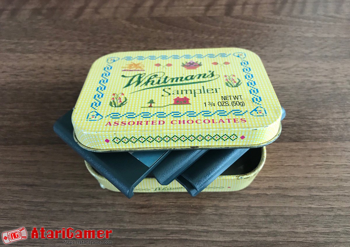 kretro_gaming's tweet photo. That’s one way to store #atarilynx carts! #WhitmansSampler #chocolates #atari #retrogaming https://t.co/ze7zjXipmG