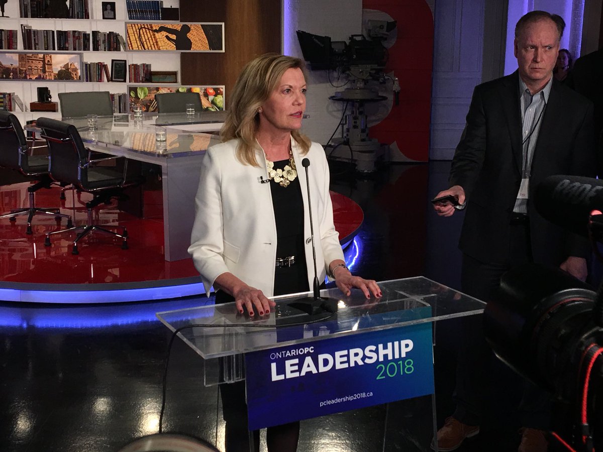 MikeCrawleyCBC's tweet photo. “I’m Kathleen Wynne’s worst nightmare,” says Christine Elliott. “We don’t have time for a leader-in-training.” #onpoli #pcpo https://t.co/TjdzRPgsPU