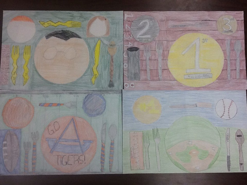 lisalbauer's tweet photo. Eighth graders exhibited creativity with the place setting assignment. #usd379 #bengalstrong https://t.co/ALJIFlHWMo