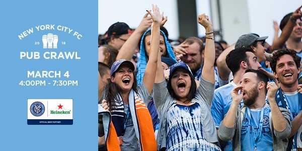 newyorkcityfc's tweet photo. 🍻 | Join us on March 4 to take part in #NYCFC's season opening Pub Crawl presented by @Heineken_US.

Spots are limited, so sign up today ➡ https://t.co/gOvWrGOgK3 https://t.co/dUyfJDGmn4