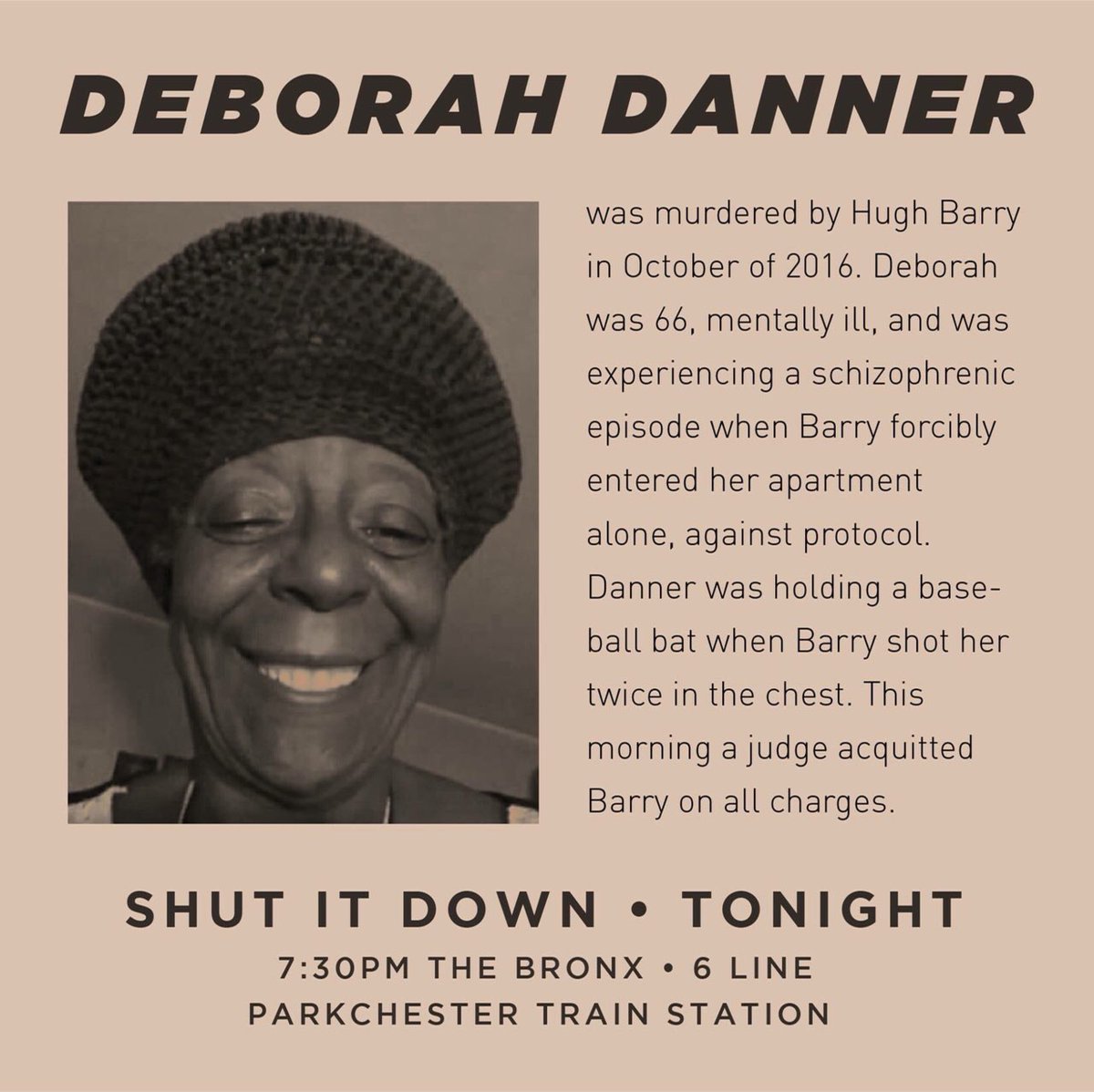 NYC_ShutItDown's tweet image. Tonight! Justice for #DeborahDanner. #SayHerName