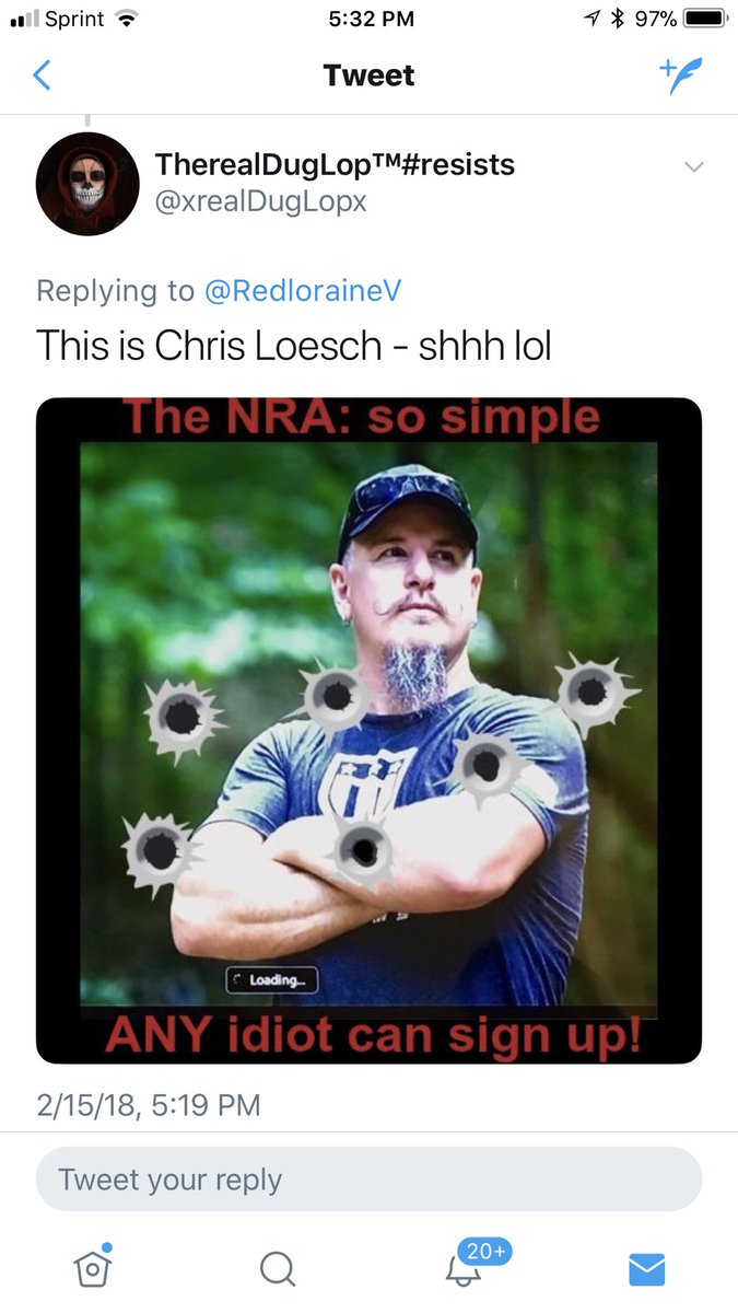 Left wing terrorists threatens Chris Loesch with bullet holes, lock up Twitter account