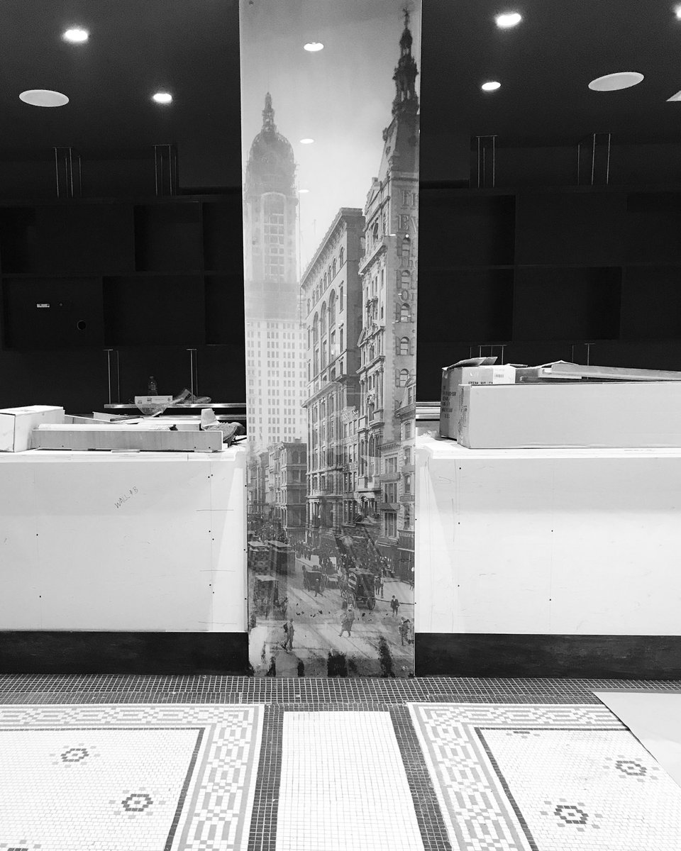 BlancheGarcia's tweet photo. A custom glass mural of a vintage city scene from @mdcwall transforms a challenging column into an art piece for our bar design at our @Wyndham @TrypHotels #newarknj project. Next we will add the stone front and top!

#Bgarciadesigns #designsolutions #commercialdesign @BergerOrg https://t.co/L0ihkzO5II