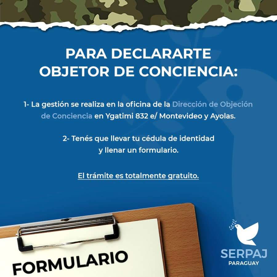 nataliardm's tweet photo. Ante llamado #FFAA, acá va información súper importante sobre #ObjecionDeConciencia al #ServicioMilitarObligatorio #SMO Fíjense en la info del @serpaj_py @cristacoronel16 @martusalde https://t.co/JxJZgzhjQ2
