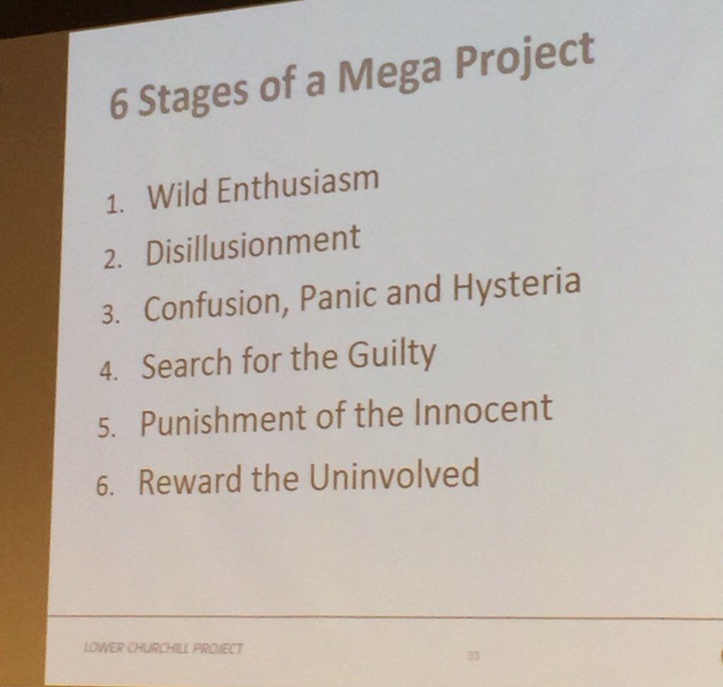 PeterCBC's tweet photo. Here are Marshall’s 6 stages of a Mega Project #nlpoli https://t.co/F3IbbeQpjm