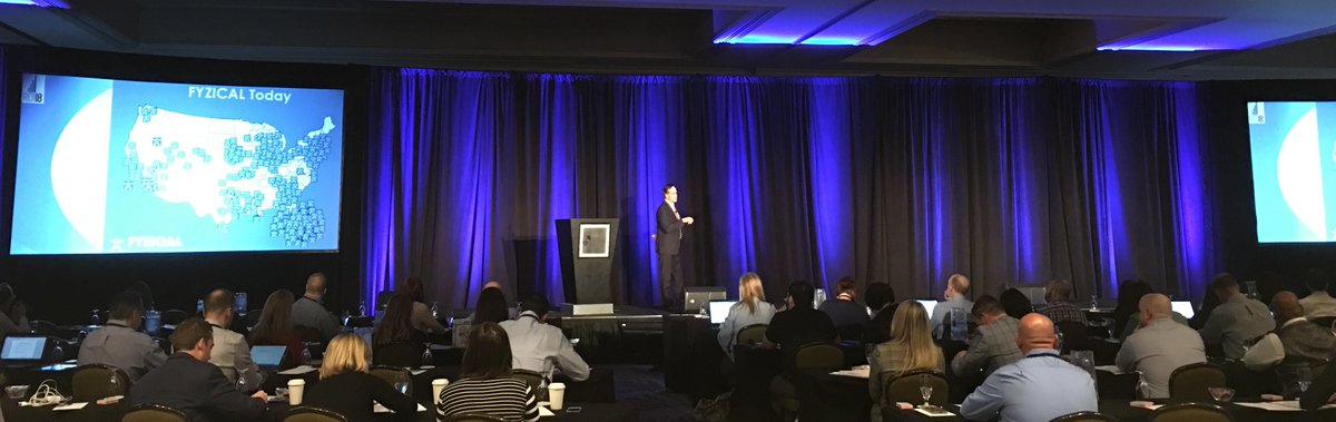 esacompany's tweet image. Dr. Dan Deems of Fyzical speaking at #ROI2018. Great talk, Doc Dan!  @tweetdeems   #RaiseExpectations