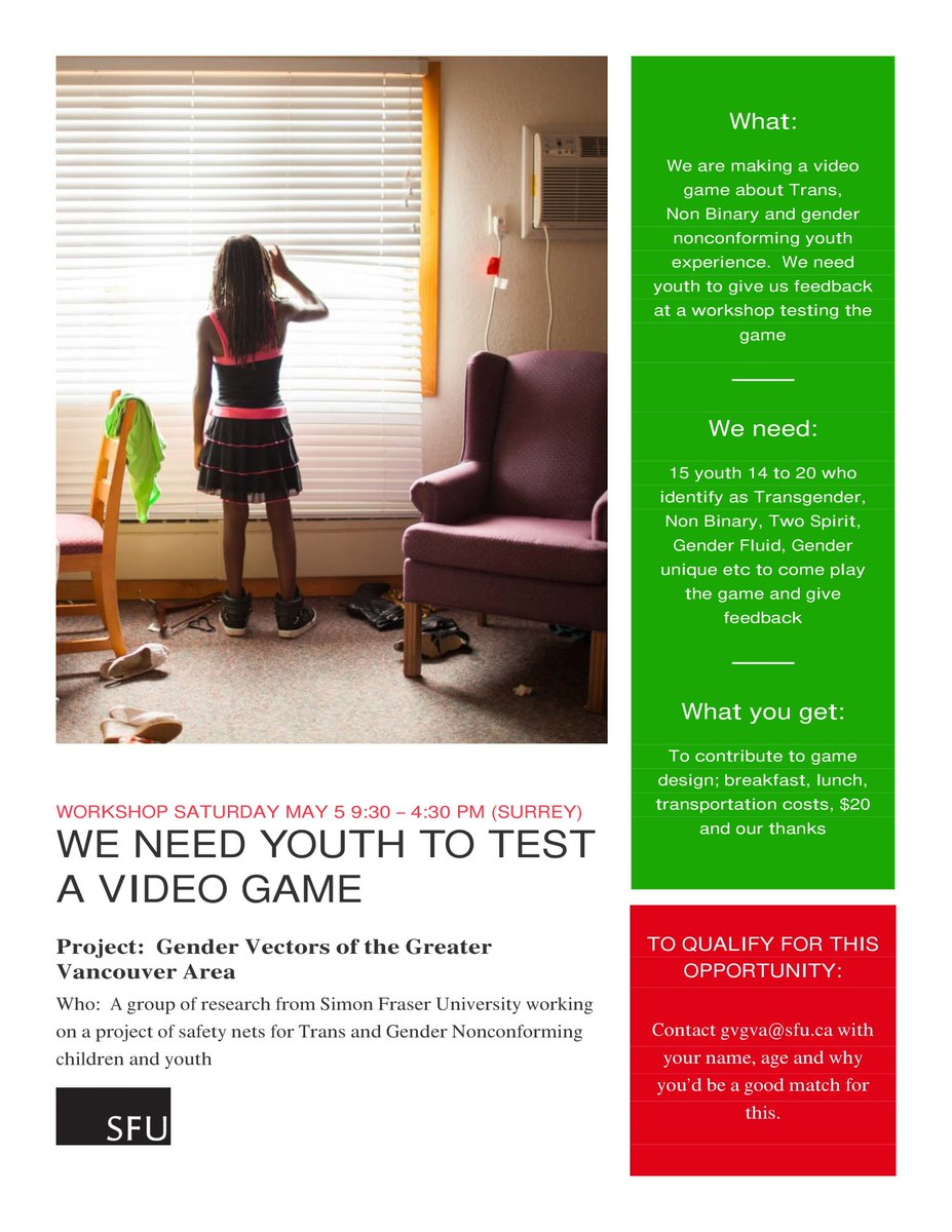 GenderVectors's tweet photo. Looking for trans youth, 14+ to test a video game. Please retweet! https://t.co/Pdph3vhyJP